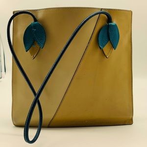 Miu Miu TwoToned Leaf Leather Square Vintage Purse